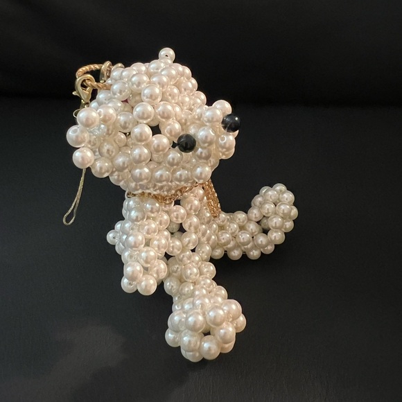 Pearl Beaded Teddy Bear Bag Charm - Picture 4 of 5